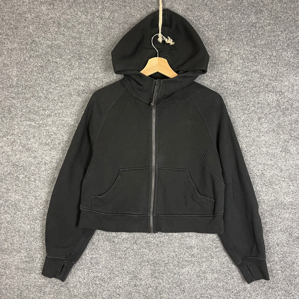 Lululemon Scuba Oversized Full Zip Hoodie Womens XS/S Black Good Cropped Fleece